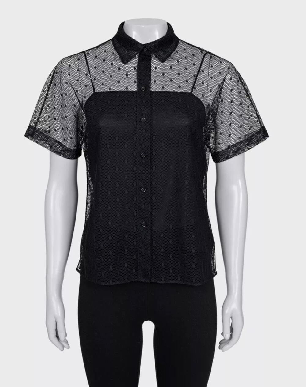 Christian Dior Black Silk Sheer Blouse - Size S